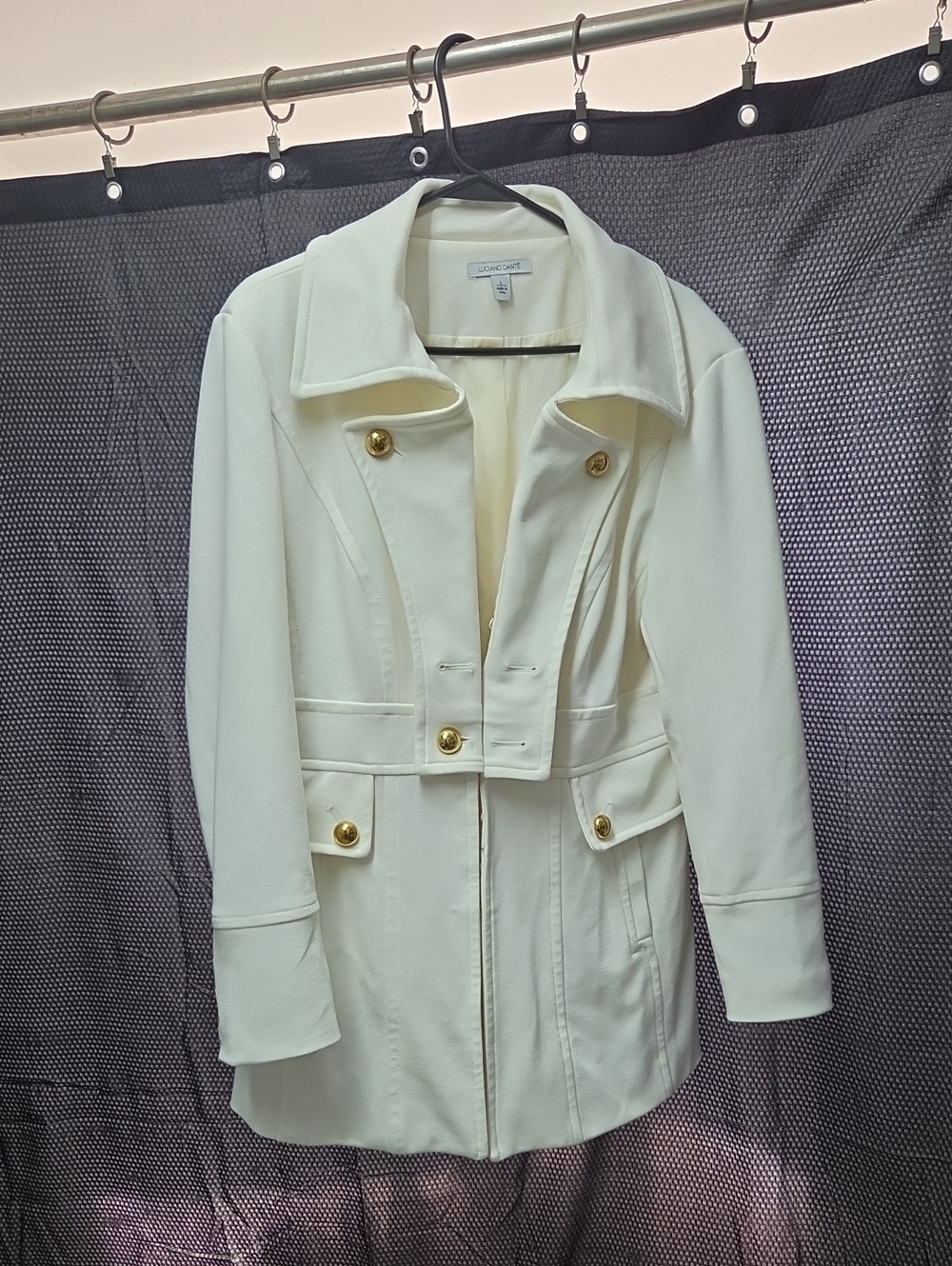 Y2K Luciano Dante Cream Double-Breasted Peacoat Blazer Jacket With Gold Buttons